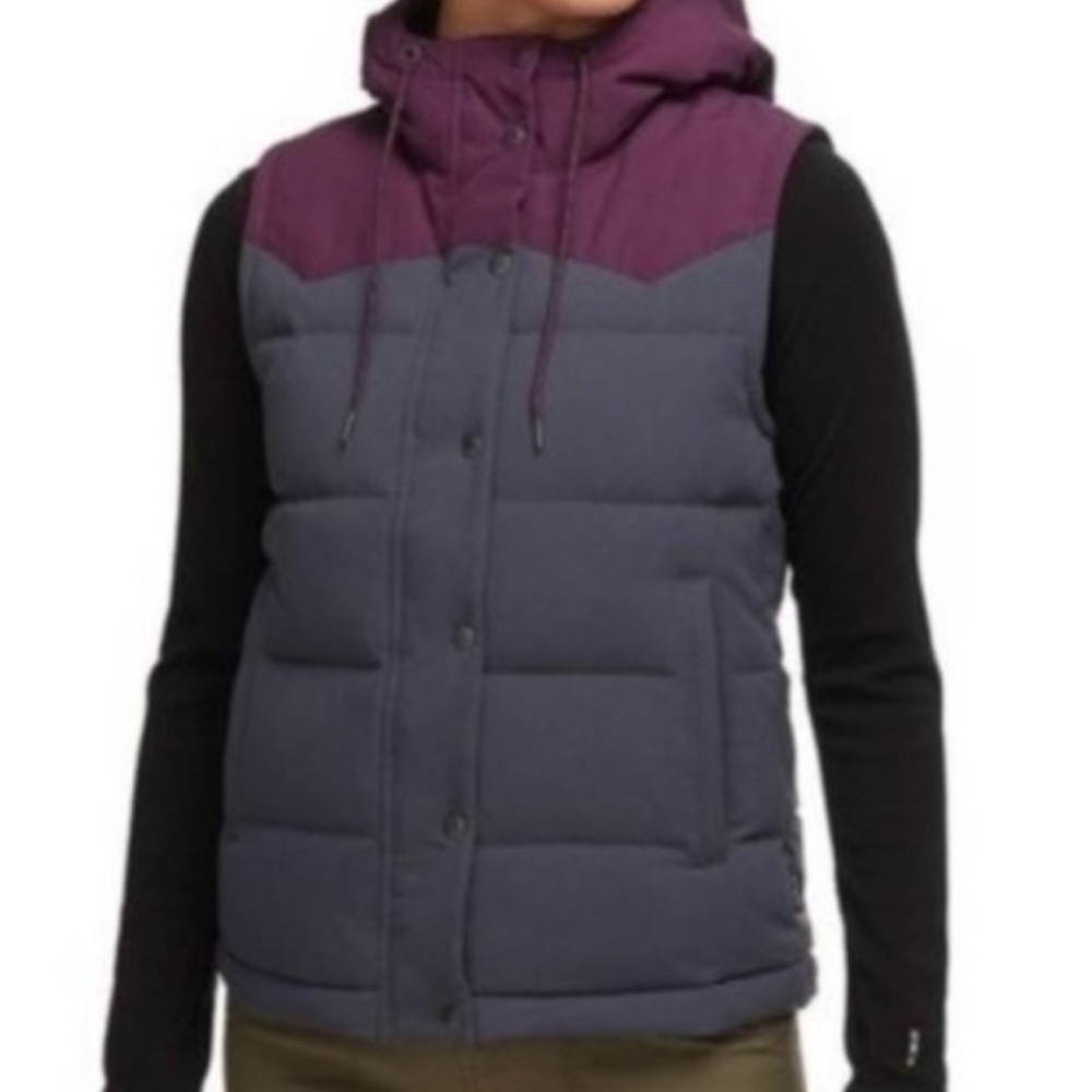 Patagonia Women's Bivy Hooded  Vest in Purple and Gray